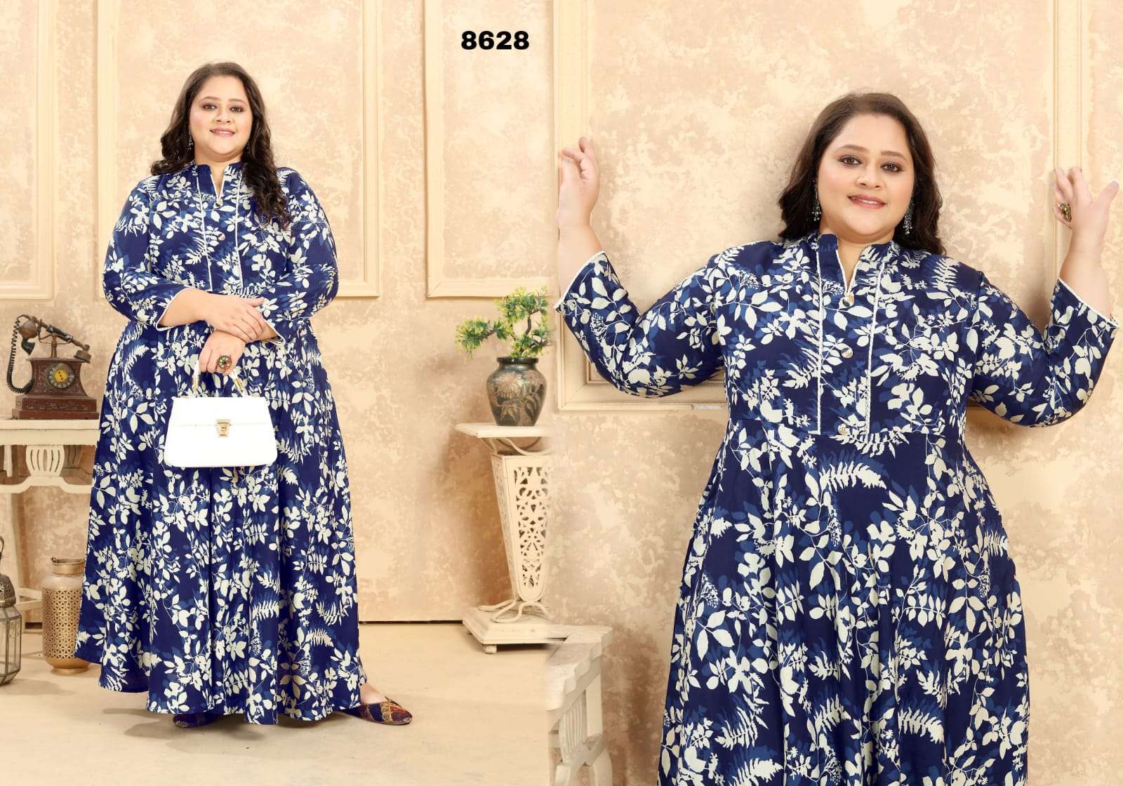 PLUS SIZE VOL 2 PREMIUM RAYON EXPORT QUALITY LONG  KURTI BY S3FOREVER BRAND 8628